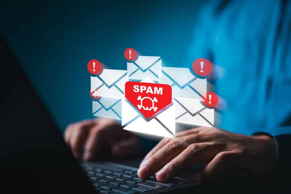 A person receives spam emails